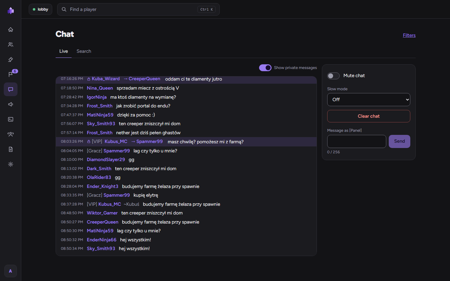 The live chat